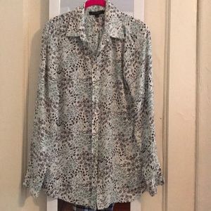 BR baby blue, white, and black, button up